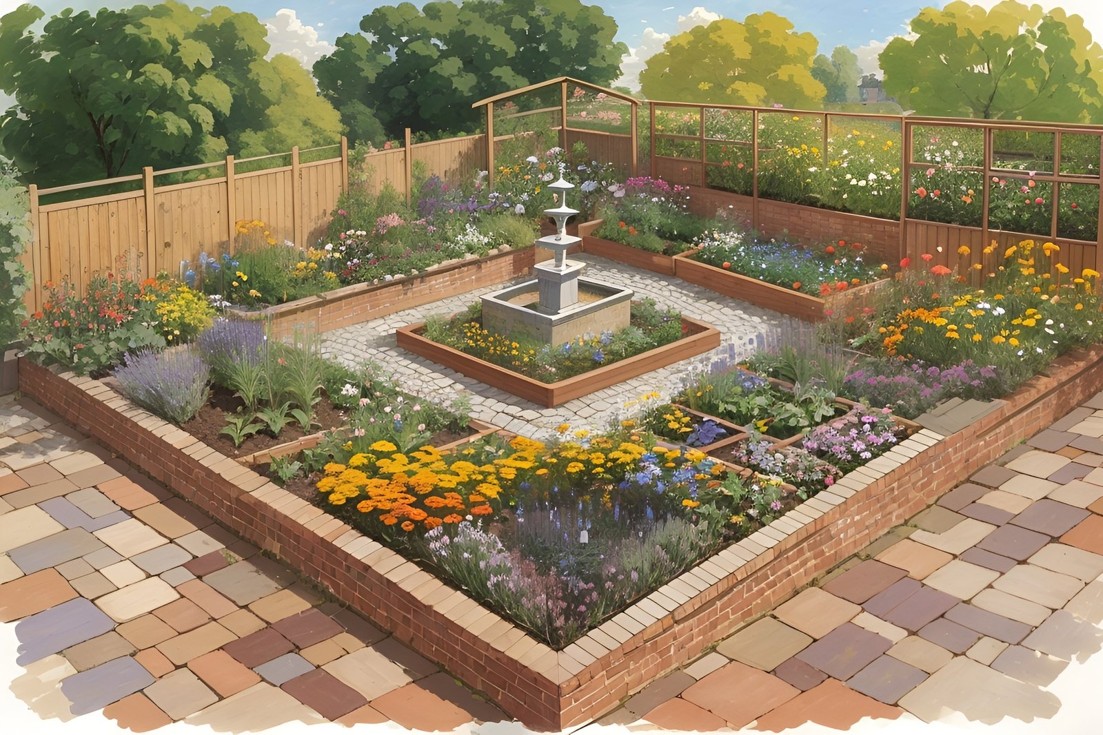 how to design a potage herb garden illustration