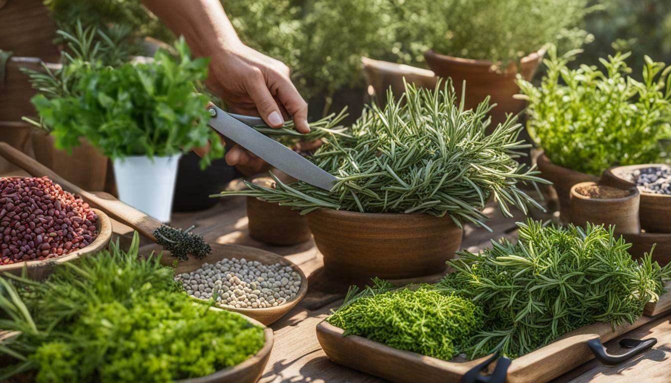 herbs for marinades and rubs on the table